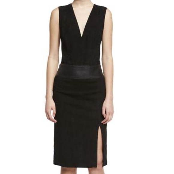 ALICE + OLIVIA Wanda Black Genuine Suede bodysuit - Picture 3 of 4